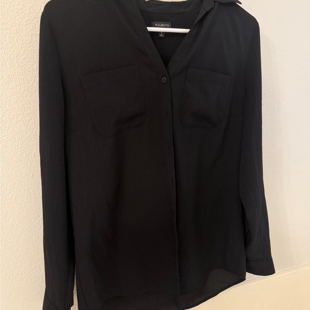 Talbots Women's Classic Black Button Down Shirt